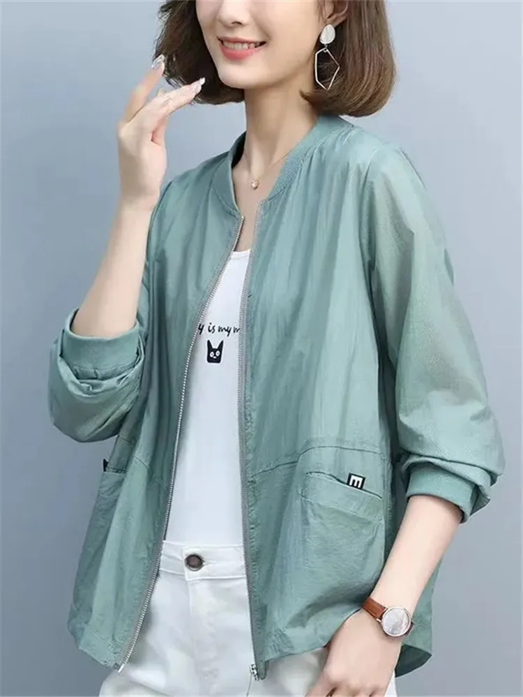 

Spring Summer Thin Sun Protection Jacket Women Short Korea Fashion Pocket Famale Casual Outwear 2022 New Comfortable Loose Coat