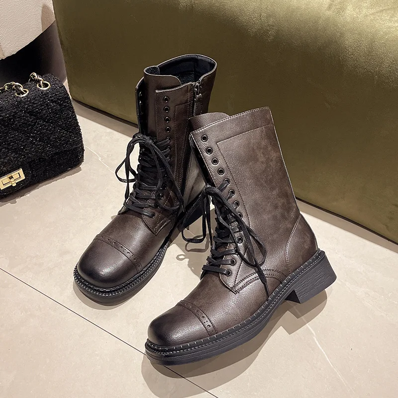 Обувь Сапоги с круглым носком - Женские туфли на молнии Роскошные дизайнерские