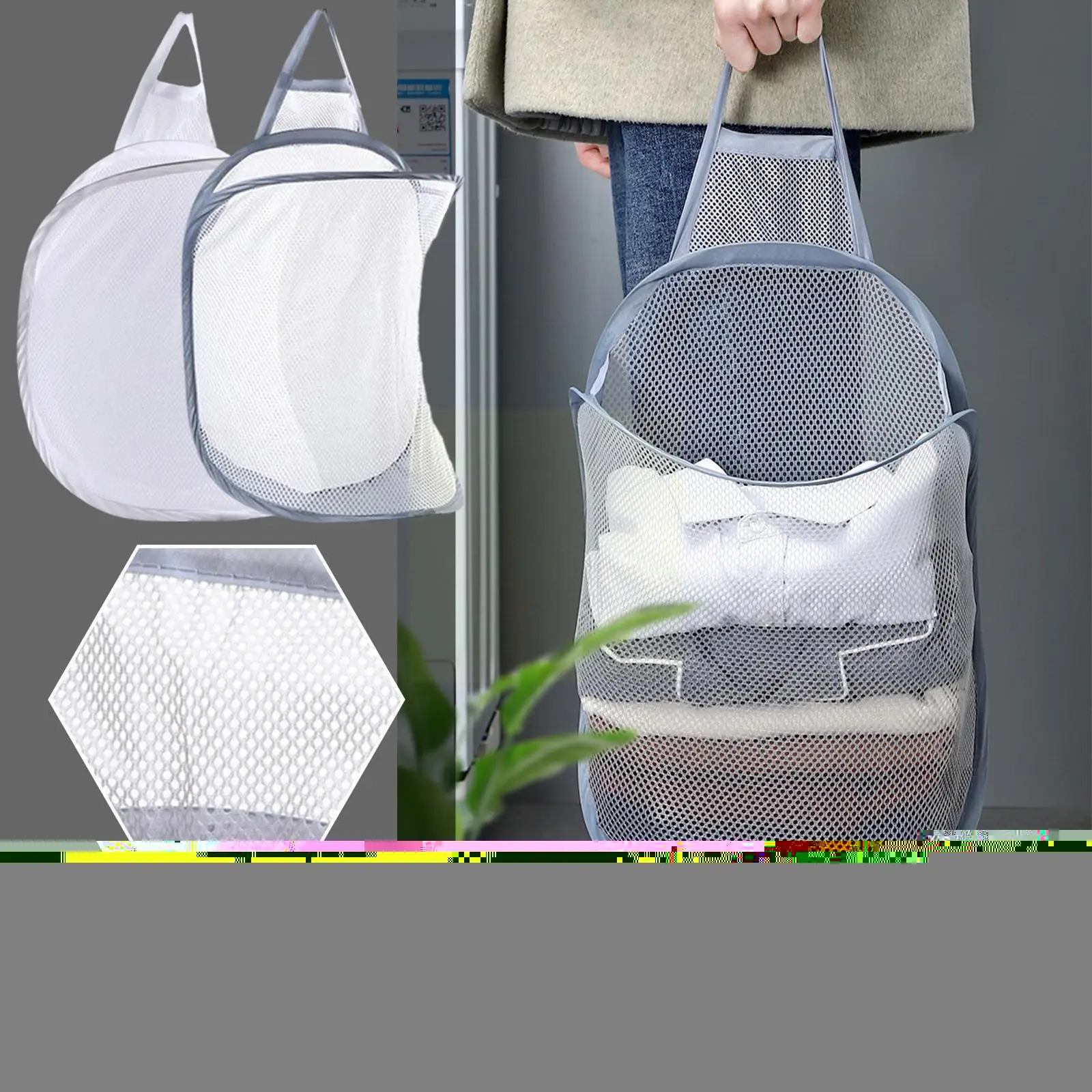 

Складная корзина для белья, органайзер для грязной одежды, ванной, одежды, сетка, настенная подвесная рамка, корзины Bu H8z2