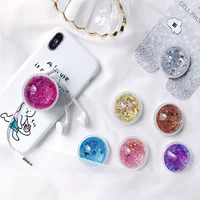 liquid glitter quicksand finger grip phone holder for iphone 13 pro max 12 foldable pocket socket cell clip bracket accesorios