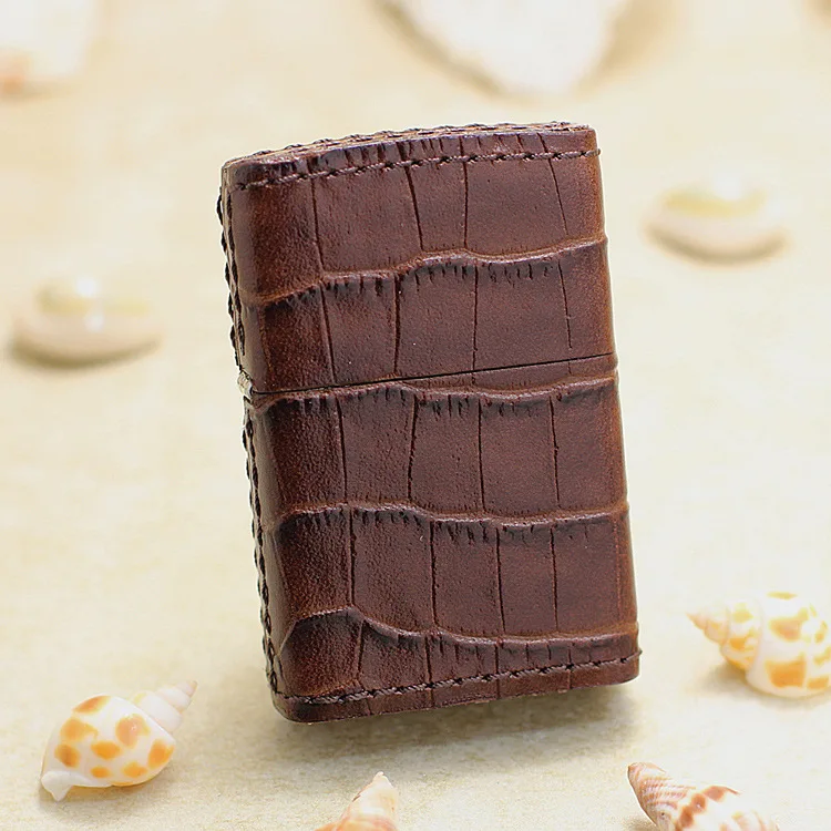 

Genuine Zippo oil lighter copper windproof Crocodile skin pattern cigarette Kerosene lighters Gift with anti-counterfeiting code