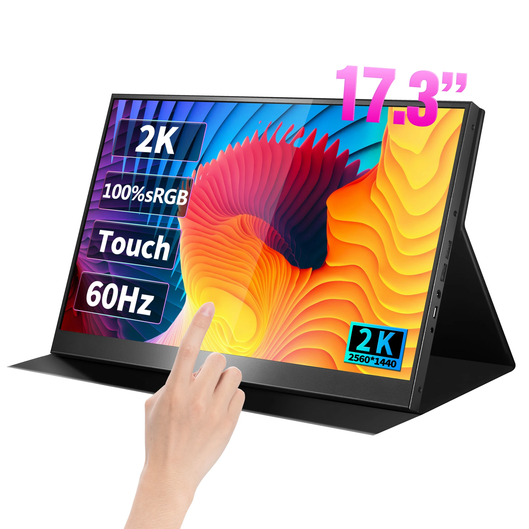 Портативный сенсорный монитор 15,6/17,3 дюйма, 2K, 2560*1440, HDR, 100% sRGB, дисплей Freesync, IPS экран для ПК, ноутбука, Xbox, PS4, переключатель