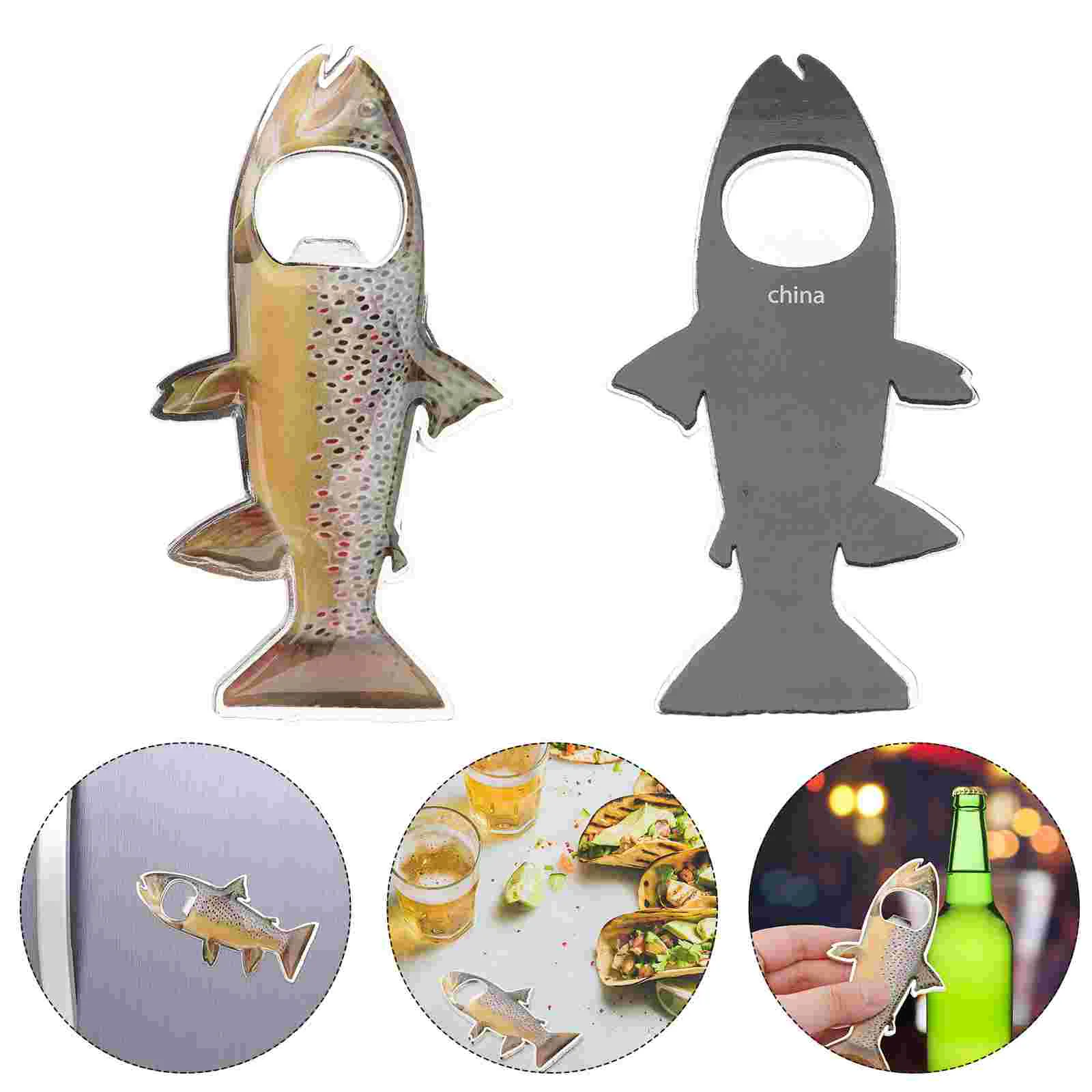 

Opener Bottle Beer Fridge Magnet Cancap Troutnovelty Jar Lidfun Metal Remover Manual Stainless Bartender Steel Animal Bar