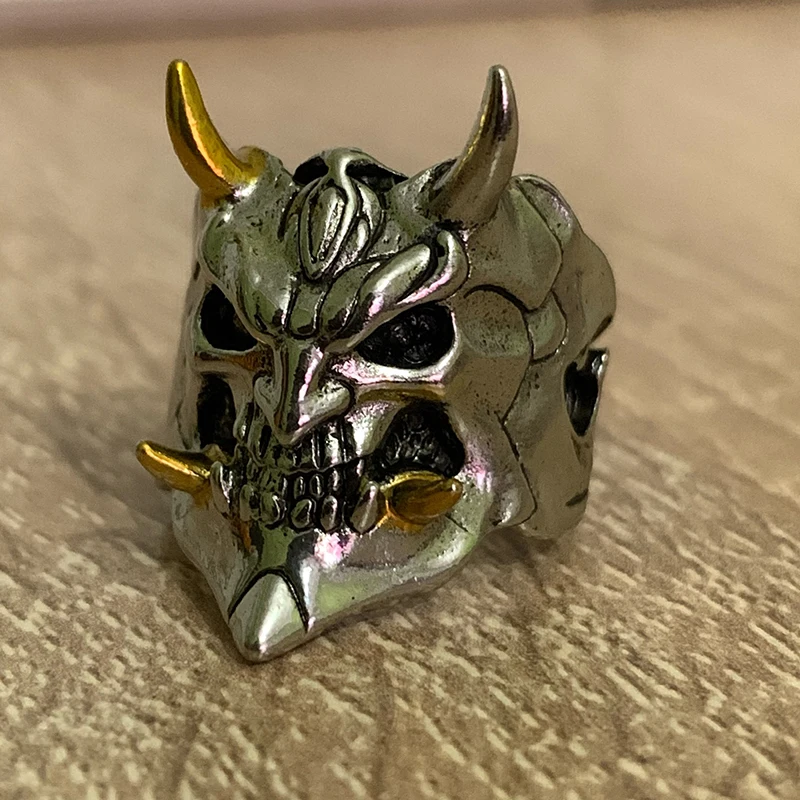  2022 Punk Vintage Mask Skull Ring Gothic Punk Biker Skeleton Rings for Men Accessories Party Jewelry Halloween Gifts 