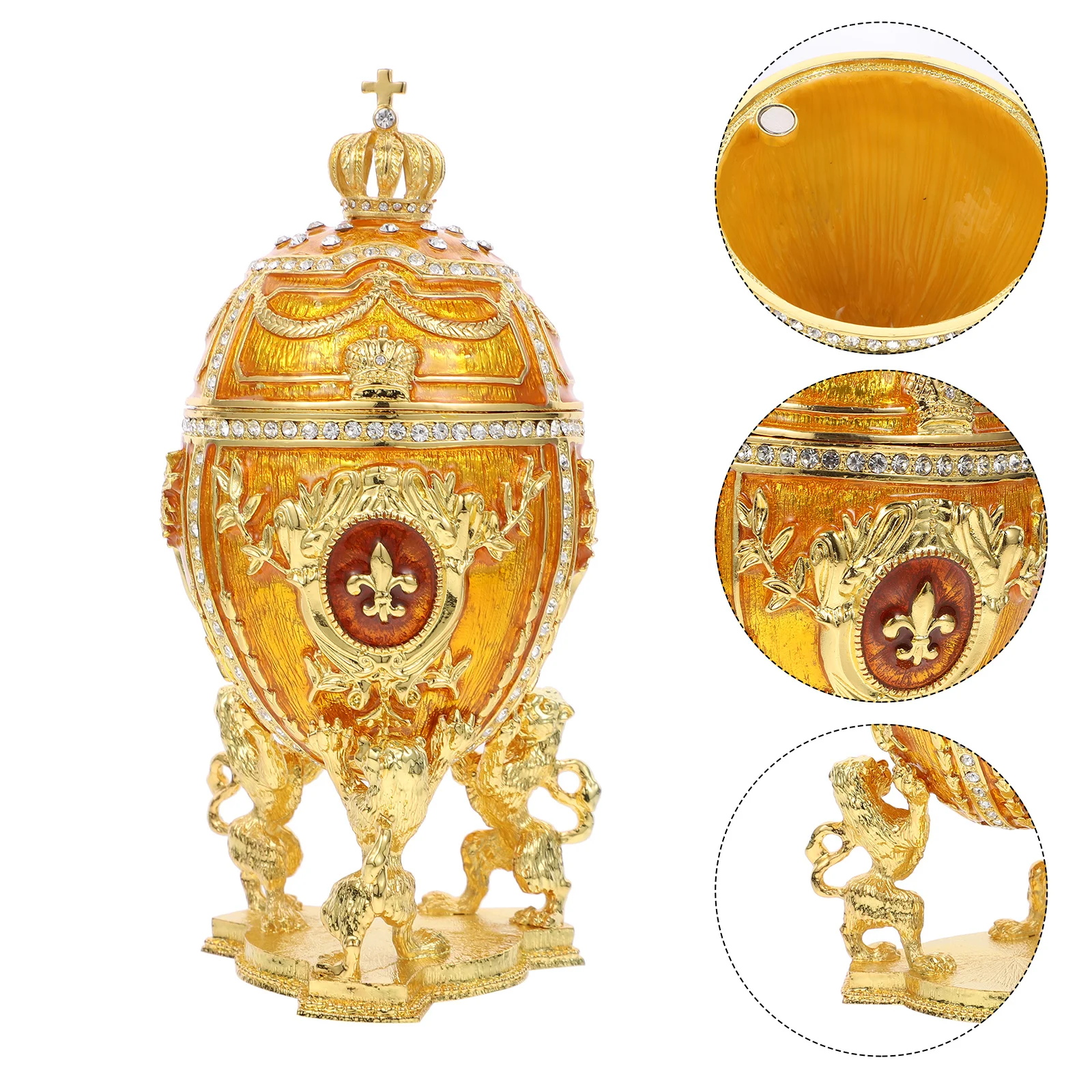 

Egg Jewelry Box Trinket Container Enameled Ornament Desktop Ornaments Case Decoration Alloy