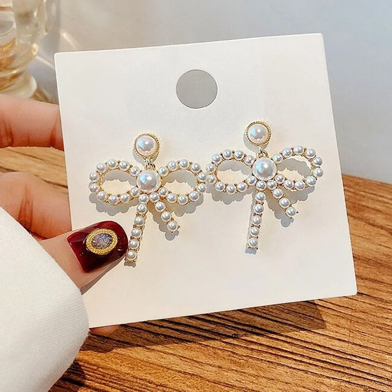 

Delysia King New bow pearl earrings fashion earrings
