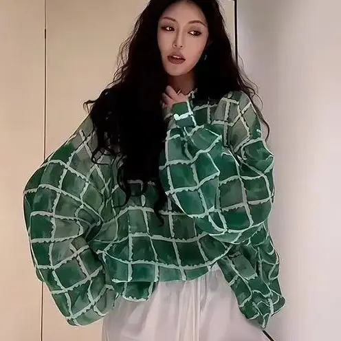 Блузка Женская Осенняя с V-образным вырезом и длинным рукавом