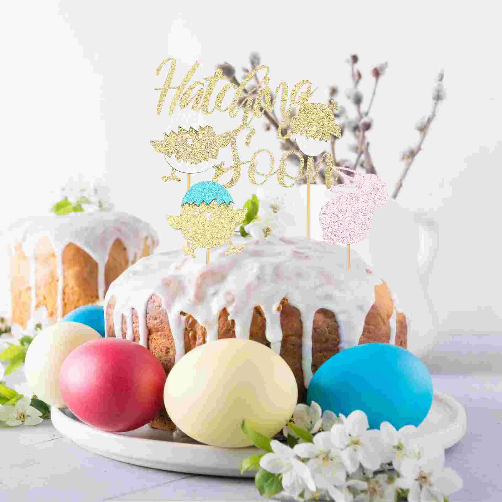 

1 Set of Adorable Cartoon Pattern Cake Pick Easter-themed Decorative Cupcake Topper Cake Adorn