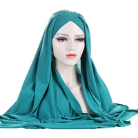 2022 instant hijab jersey hijabs for woman cross forehead sequin turban muslim fashion women hijab scarf hoofddoek cotton scarf