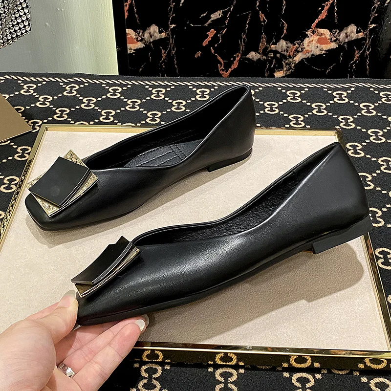 New Arrival Fashion Buckle Soft PU Big Size 44 Women Casual Low Heel Oxford Ladies Flat