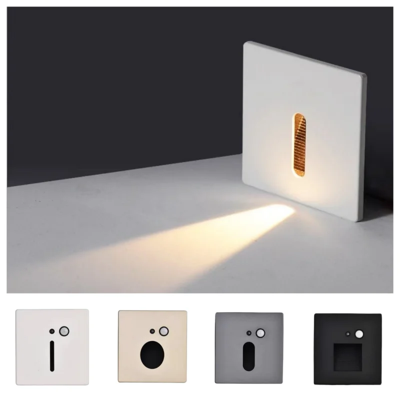 

3W Smart PIR Motion Sensor LED Step Light Magnetic Embedded Wall Lamp Home Corridor Staircase Corner Night Lighting