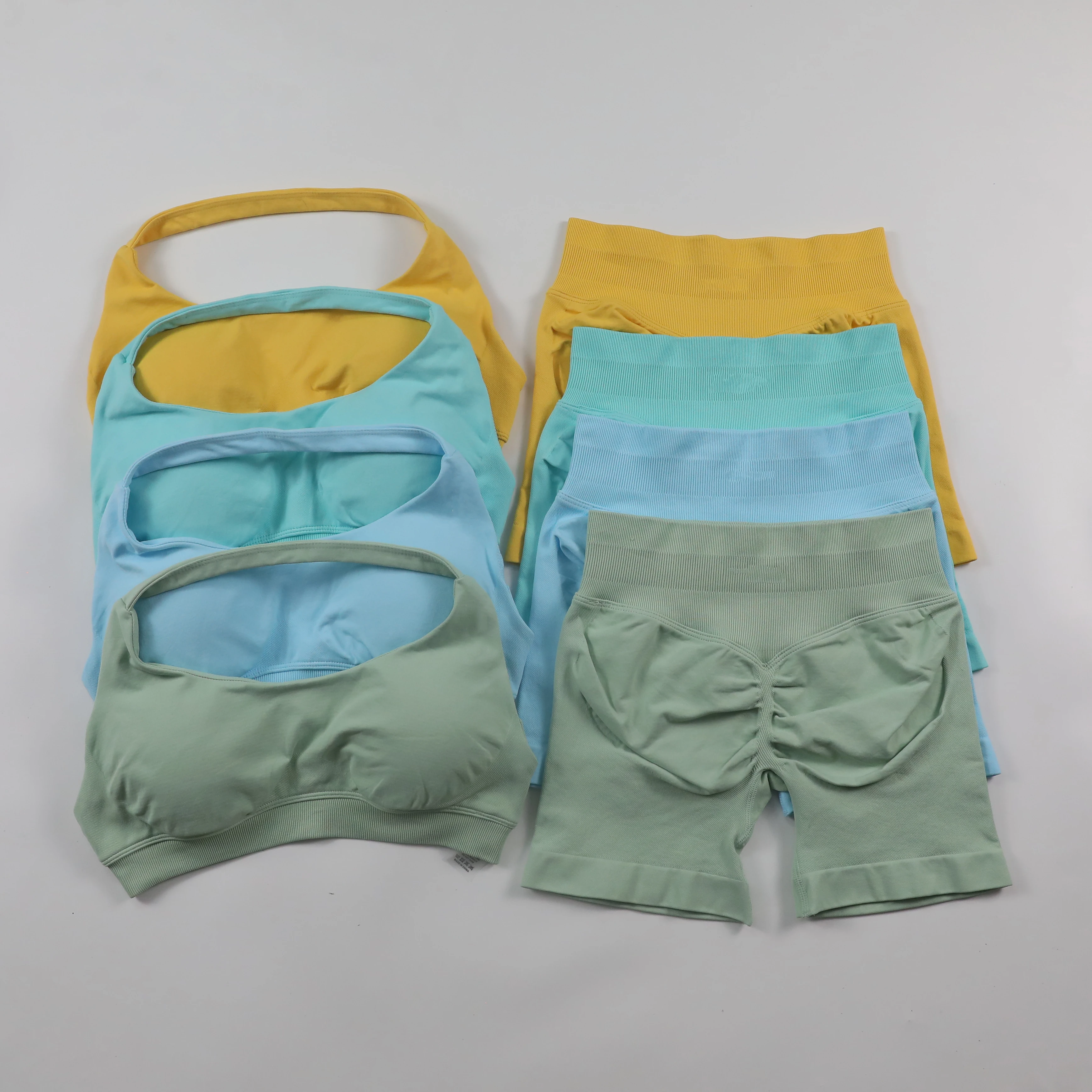 Ударные шорты бесшовный комплект для йоги женские из 2 предметов с низкой талией