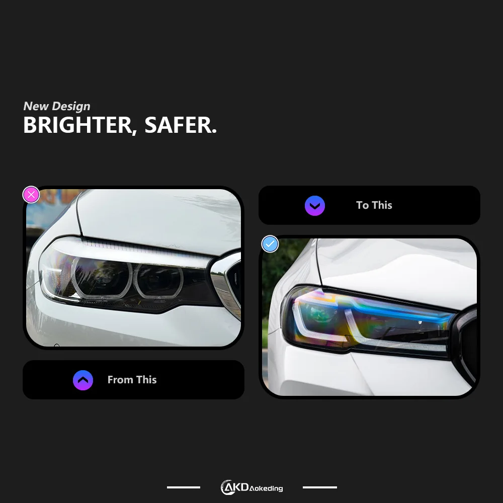 Для BMW 5 серии 18-20 фара в сборе G38 G30 модификация позже LCI синие брови дневные