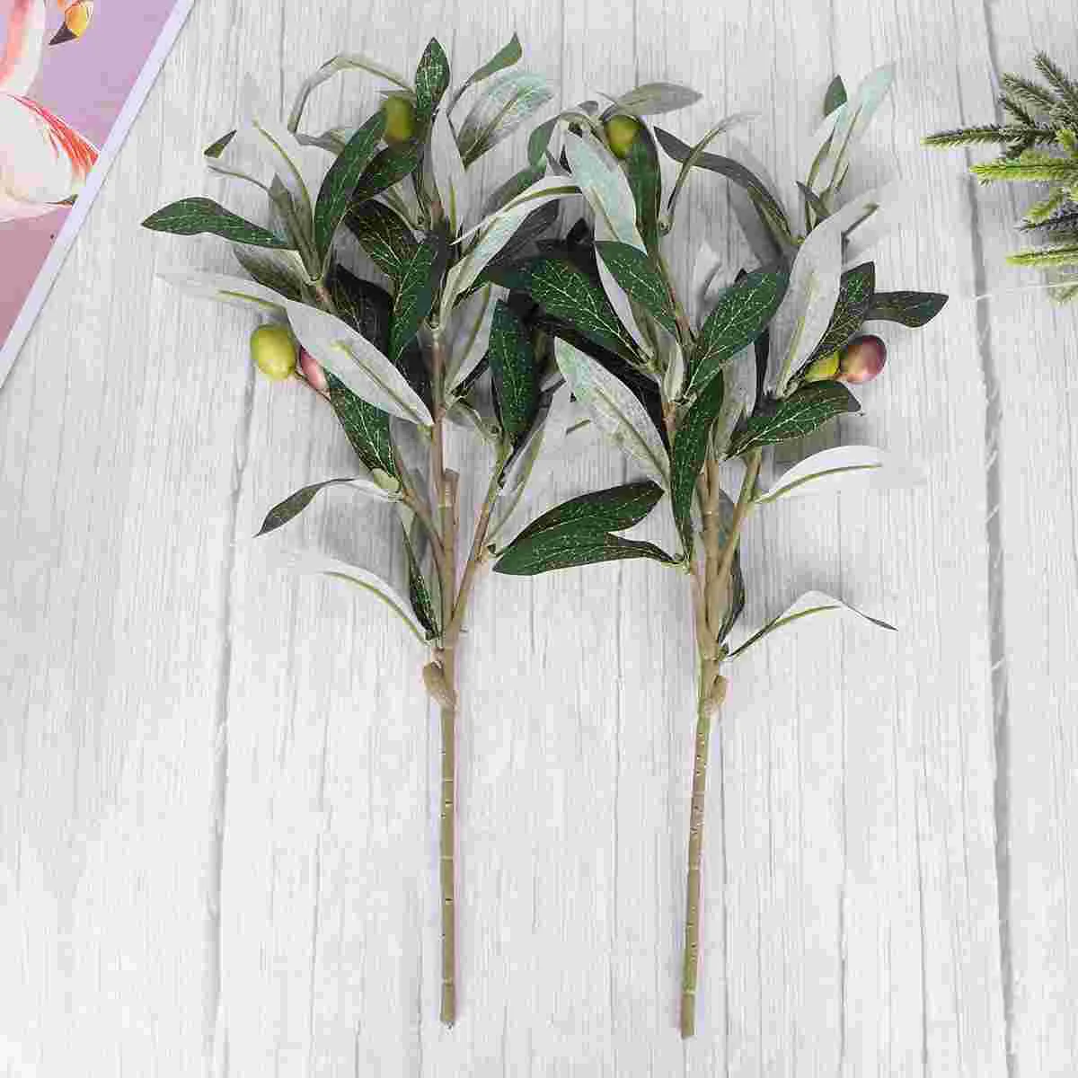 

2 Pcs Vases Bulk Faux Olive Stem Olive Leaves Decoration Accessories Fake Greenery Vase Green Leaf Branch Faux Olive Pick
