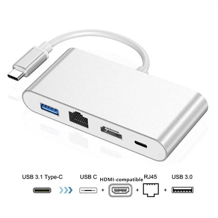 Адаптер-концентратор с Type-C на RJ45 Ethernet 4K HDMI совместимый USB C 3 0 для MacBook HP ENVY13 Samsung S21