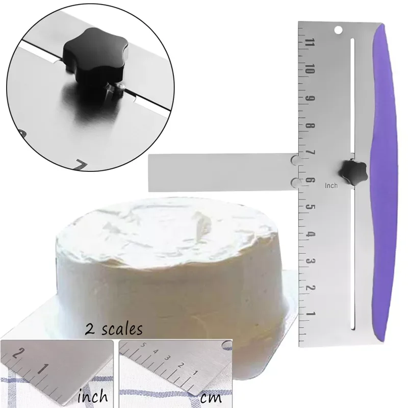 

NEW2023 Adjustable Cake Scraper Baking Crisp Corners Cakes Comb Metal Cake Edge Smoother Made Of Stainless Steel DIY Baking Tool