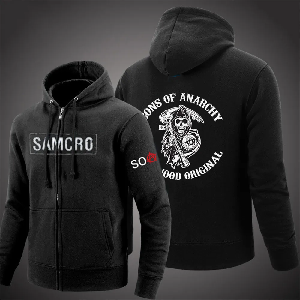 

2022 Man Spring SAMCRO Streetwear Sons Of Anarchy Hoodies Print Solid Tracksuit Woman SOA Punk Coats Zipper Harajuku Jackets