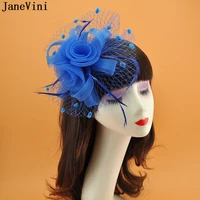 janevini fascinators hat women flower mesh vintage feather wedding bridal hat with clip cocktail tea party headwewar jockey hats