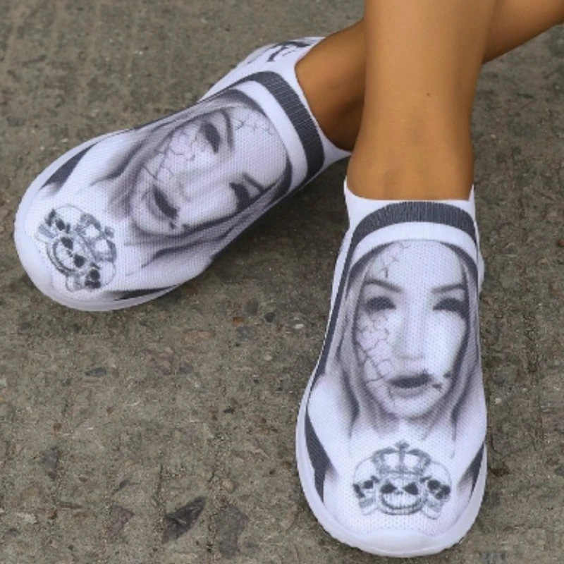 

Sneakers Women Walking Shoes Woman Lightweight Loafers Tennis Casual Ladies Fashion Slip on Sock Vulcanized Shoes Flat Shoes