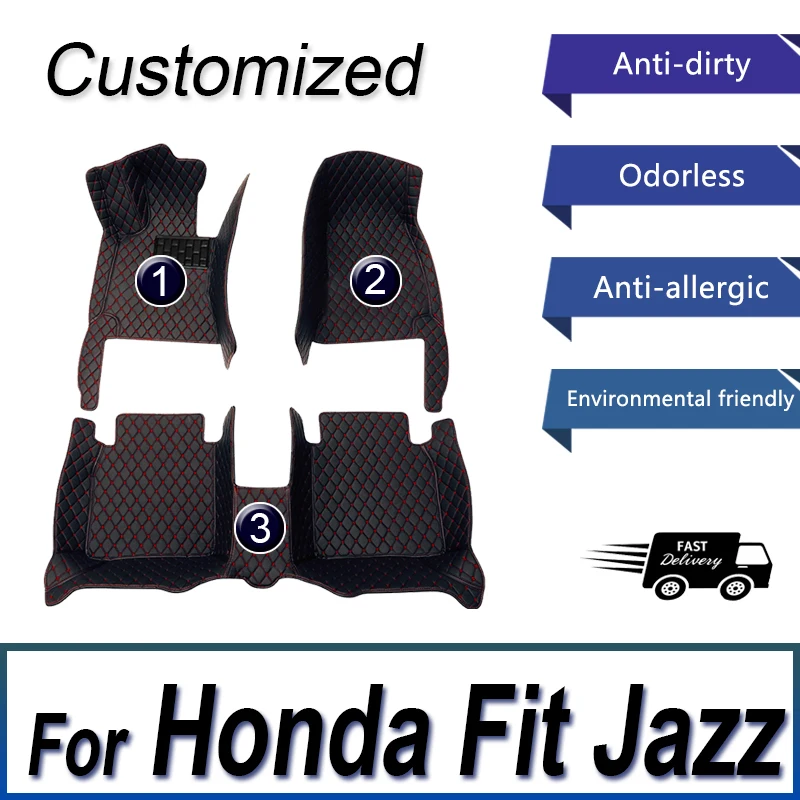 

Коврики, автомобильные коврики для Honda Fit Jazz 2007 2006 2005 2004, Автомобильный интерьер, Стайлинг, защита, Водонепроницаемые кожаные коврики, украшение