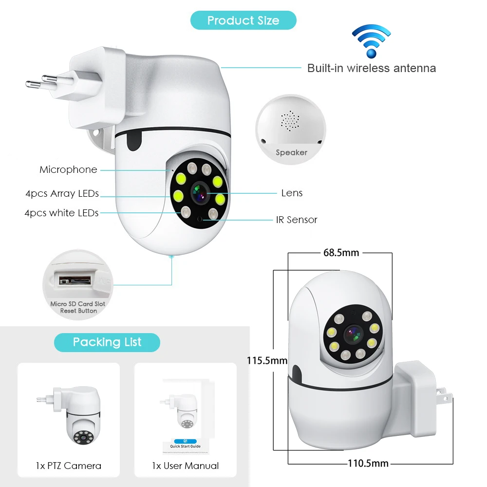HD Tuya PTZ IP камера беспроводная человеческая Автоматическая слежение Cctv охранное