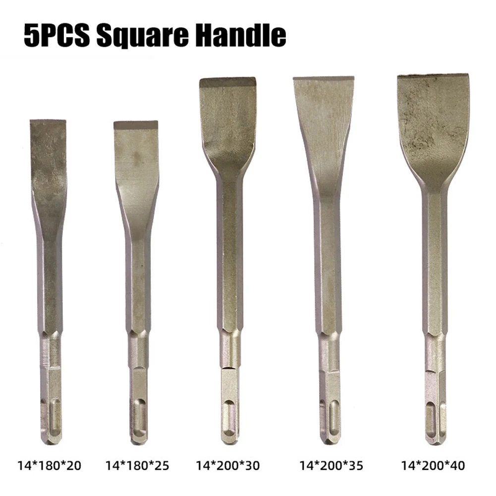 

3/5pcs Chisel Bits Set Square/Hex Handle Electric Hammer Masonry Point Groove Flat Chisel Drill Bit For Tile Cement Concrete