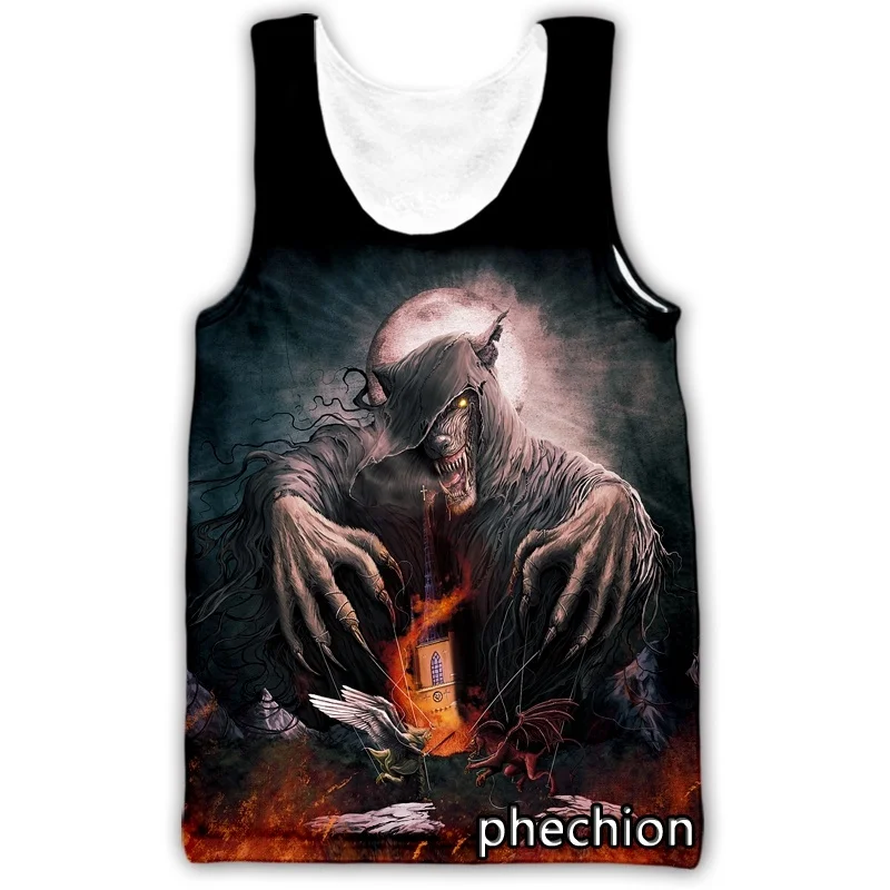

phechion New Fashion Men/Women 3D Printed Powerwolf Sleeveless Vest Casual Streetwear Men Loose Sporting Tank Top D16