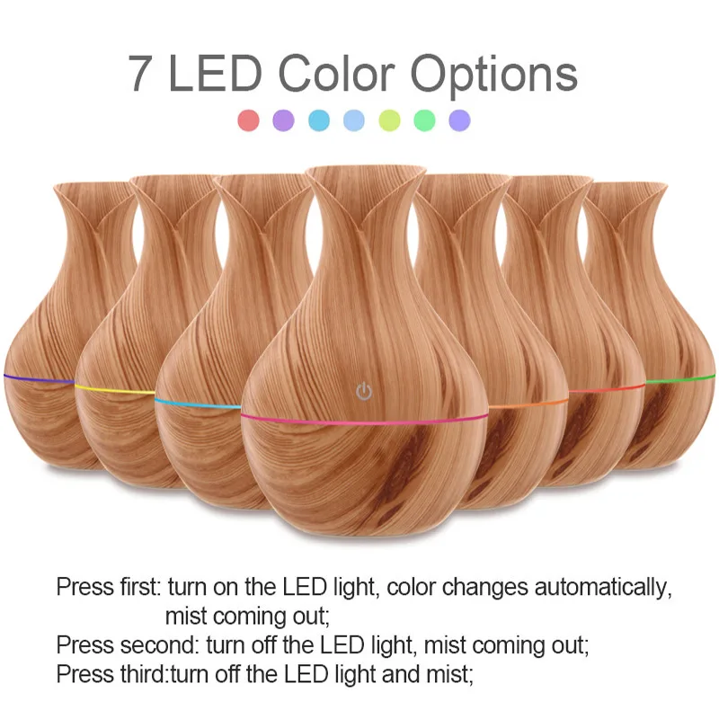 Wood Grain USB Humidifier Seven Colors Noctilucent Aromatherapy Mini Noiseless Machine Household Vase Air Purifier | Бытовая техника