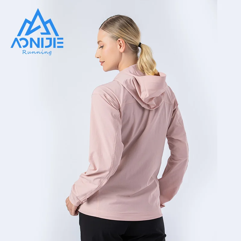 AONIJIE FW5136 Newest Women Female Waterproof Sports Thin Jacket Windbreak Hooded Coat Breathable For Gym Running Hiking
