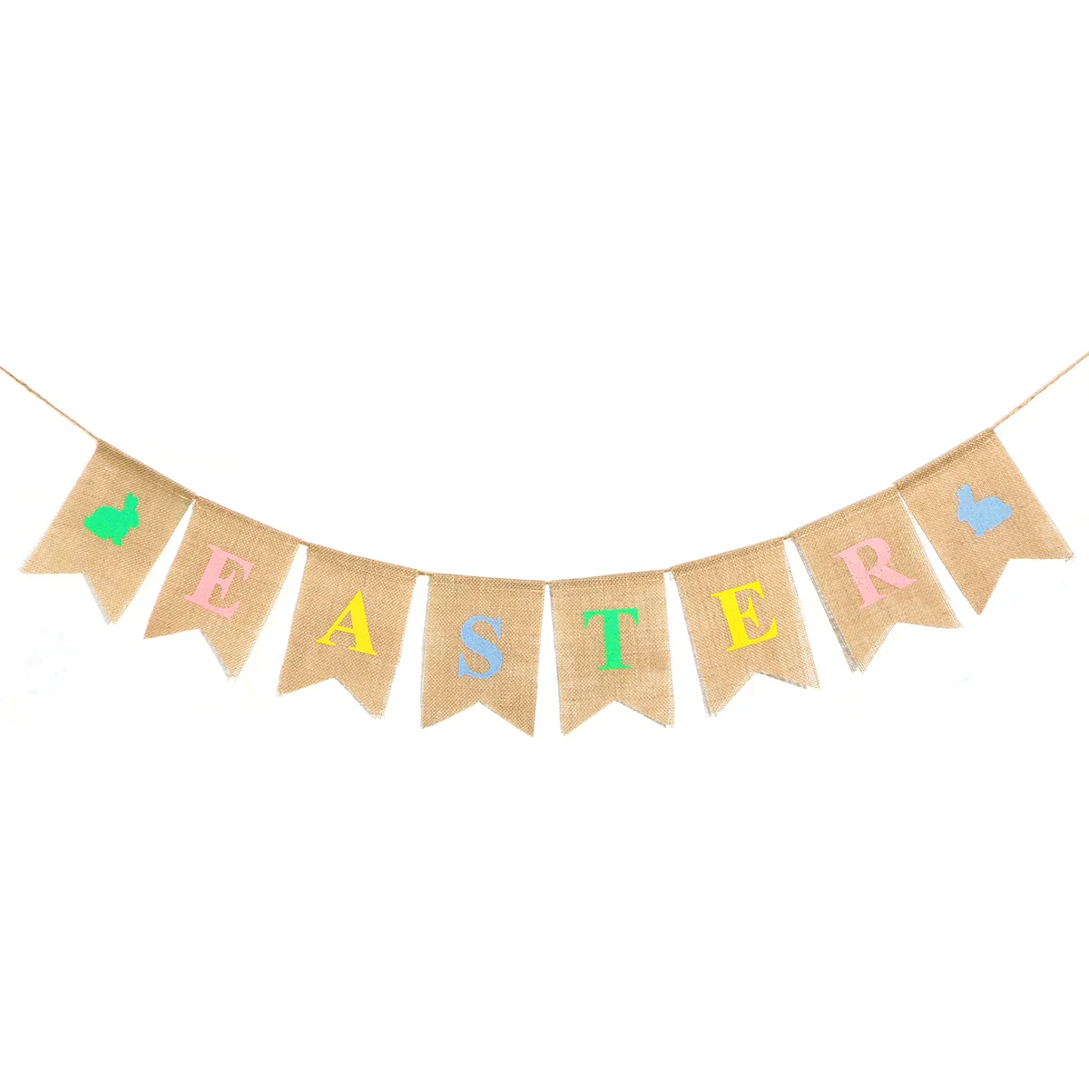 

2 Meters HAPPY EASTER Burlap Banners Bunny Pattern 8 Flags Bunting Garland for Home Party Decor Favors Easter Decorations