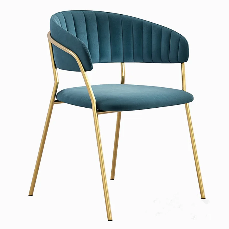 

Постмодернистское итальянское минималистичное обеденное кресло, роскошное бархатное кресло из нержавеющей стали под золото, кресло для отдыха в кафе