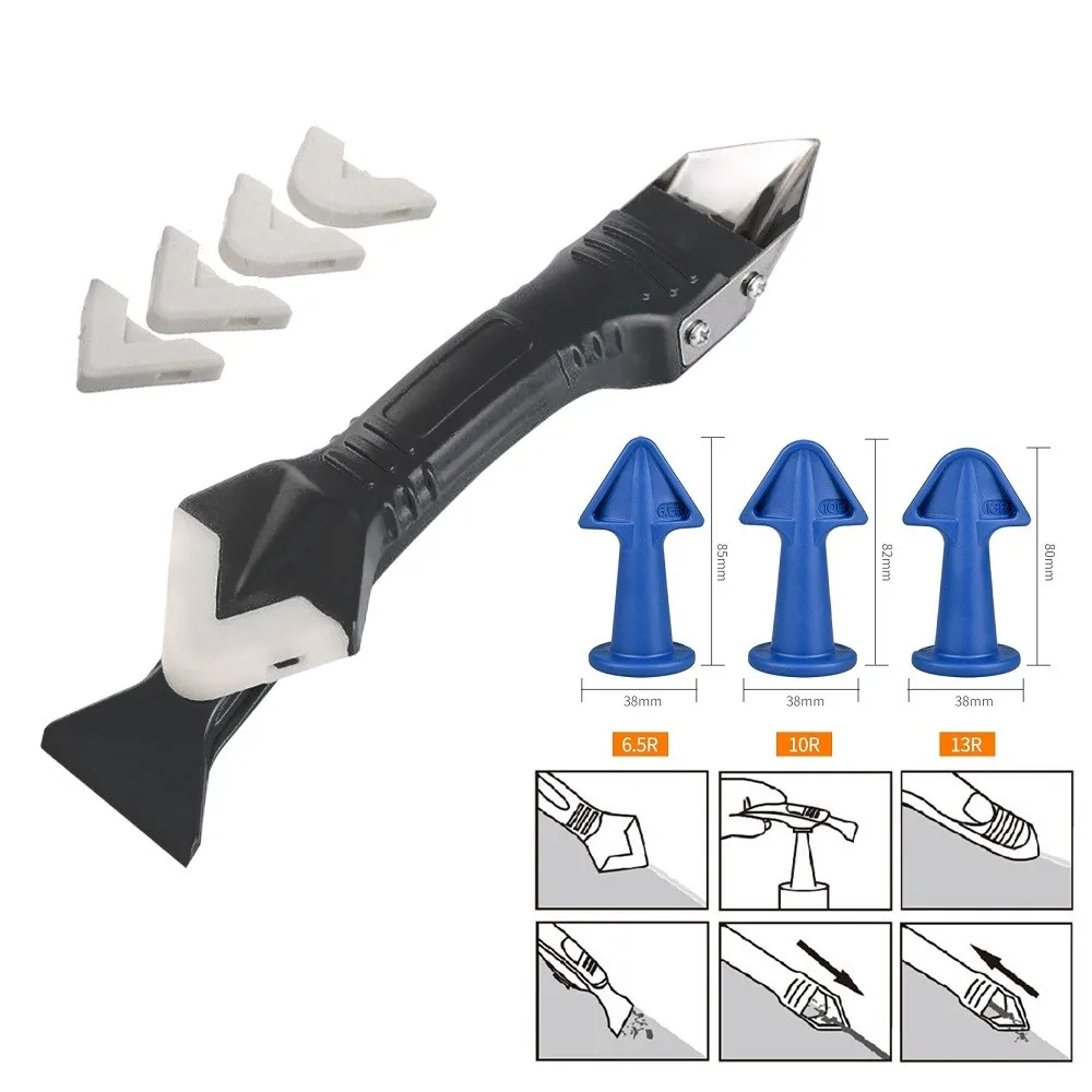 

3 In 1 Finisher Tool Caulk Finisher Grout Kit Remover Scraper Sealant Silicone Smooth Reliable Useful Hot Sale