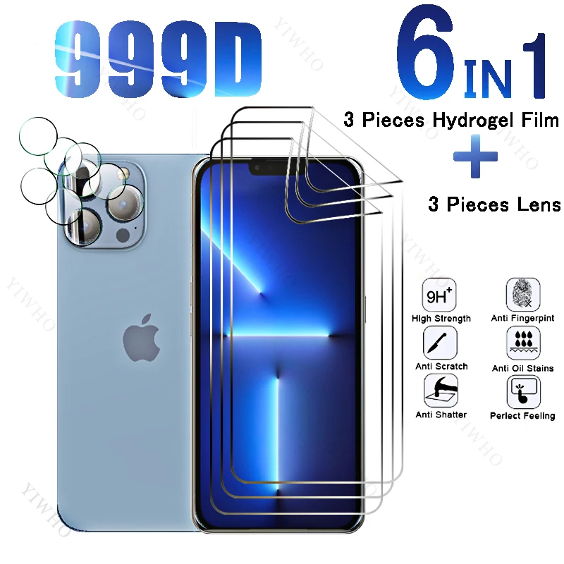6 в 1, защитная Гидрогелевая пленка для Apple IPhone 13 Pro Max, 6,7 дюйма