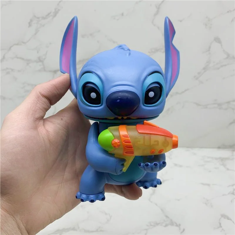 

Kawaii Disney Stitch Doll Toy Anime Vocal Luminous Movable Disneyland Hand-made Squirt Gun Head Children's Toy Birthday Gifts