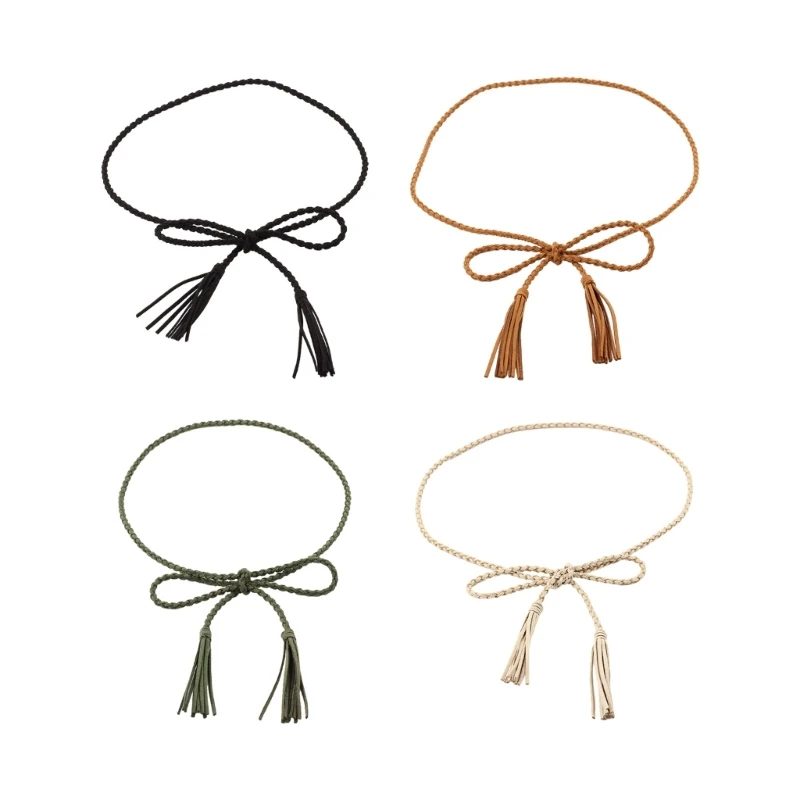 

Handmade Braided Women Waist Belt Vintage Thin Bohemian Belts Designer Fringe Decors Decorative Women Knot Waist Drop shipping