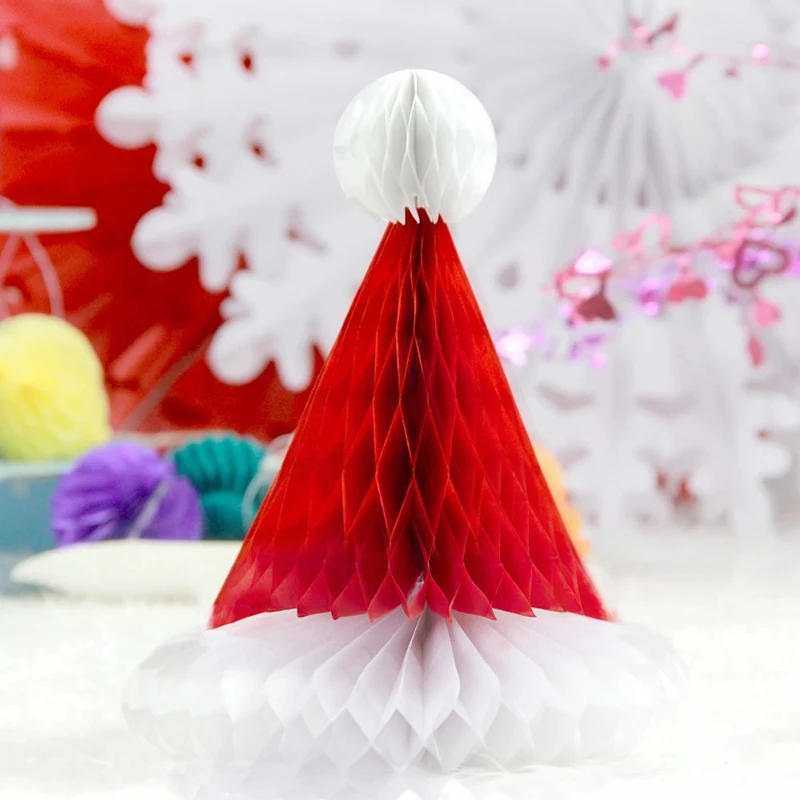 Christmas Decorations Honeycomb Santa Claus Hats Hanging Christmas Ornament For Xmas Party Festival Decoration