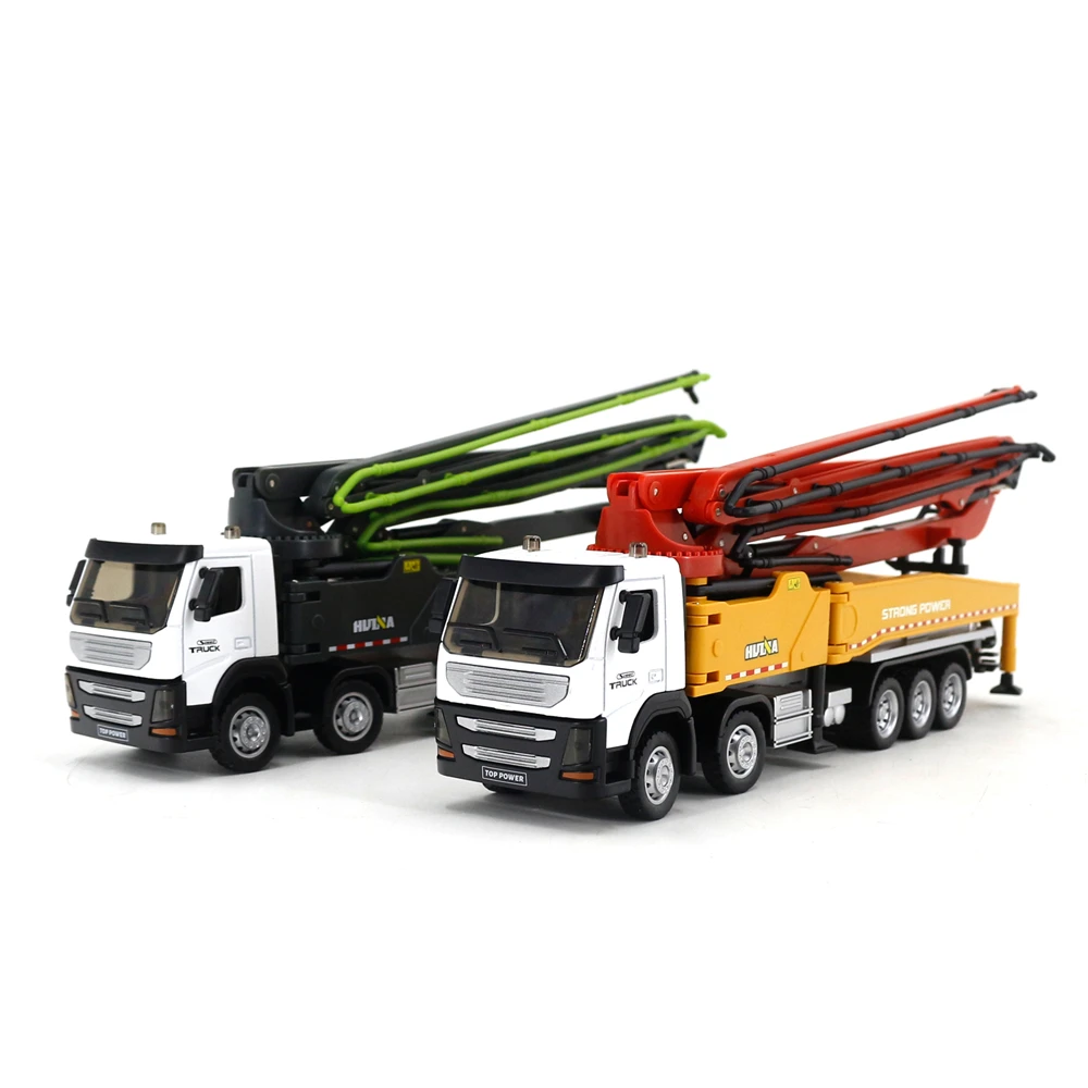 Huina New 1709 Static Engineering Car 1:50 Half-alloy Cement Pump Truck Model Children's Ornaments Toy Model Gift