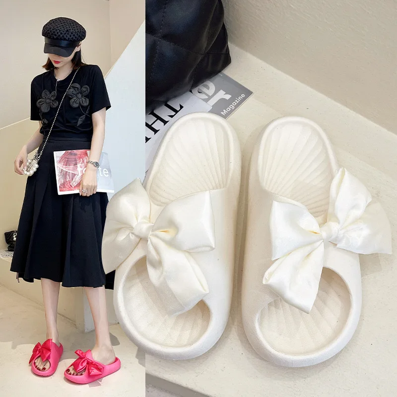 

Bow Knot Slippers Women 2022 New Summer Fashion Thick-soled Sandals Outer Wear Soft and Lightweight Slippers Women