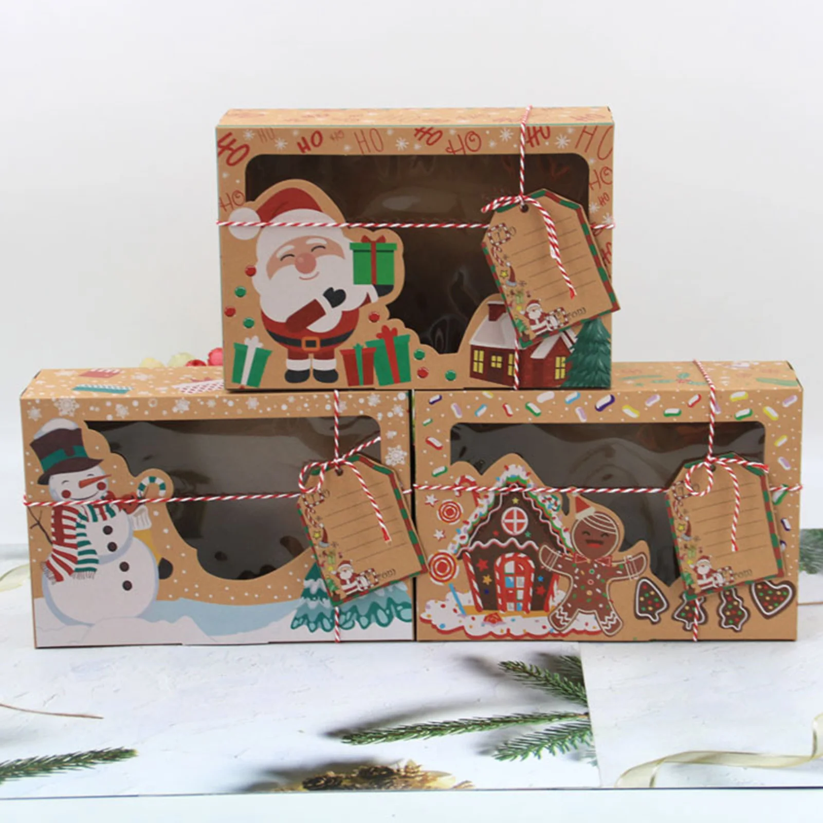 Коробки для кексов с прозрачным окном удобные в использовании лентами и бирками