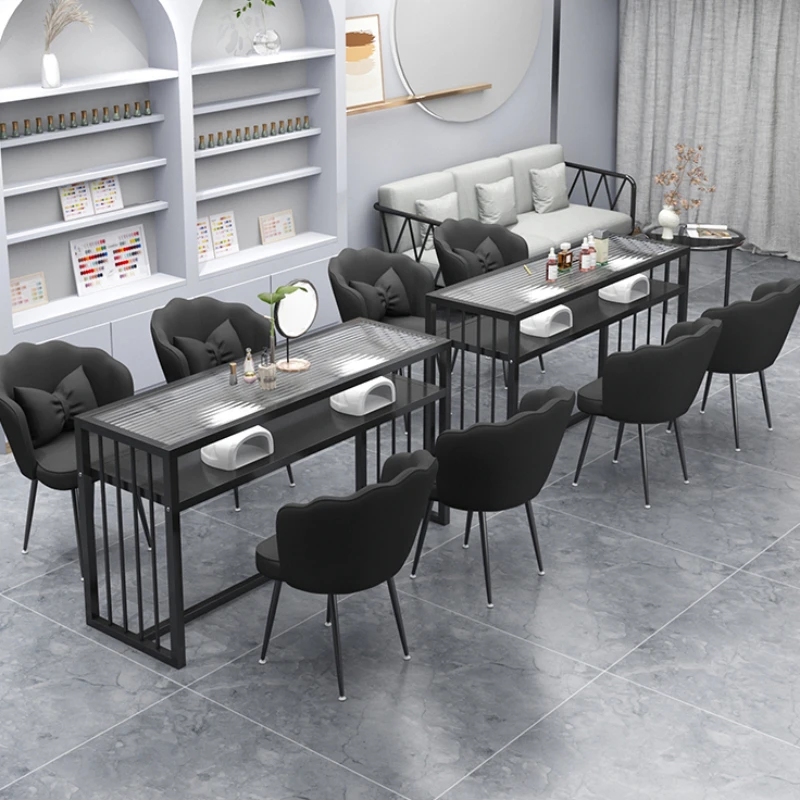 Дизайнерские столы для ногтей в скандинавском стиле стеклянные простые салонные