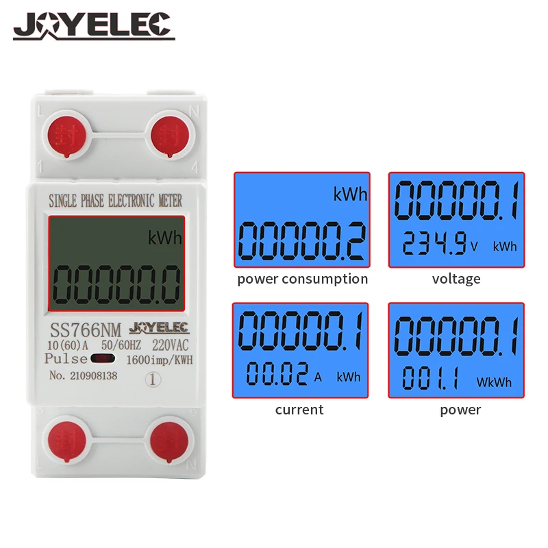 JOYELEC Digital Single Phase Reset Zero Energy Meter kWh Voltage Current Power Consumption Meter Wattmeter Electricity 220V AC