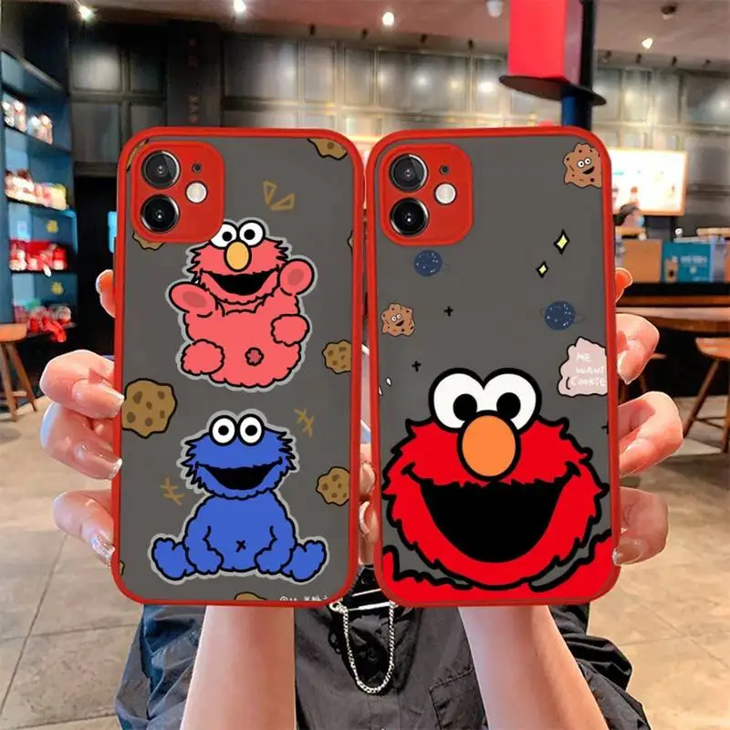 

MaiYaCa Cute Cookies ELMO Sesame Street Phone Case for iPhone X XR XS 7 8 Plus 11 12 13 pro MAX 13mini Translucent Matte Case