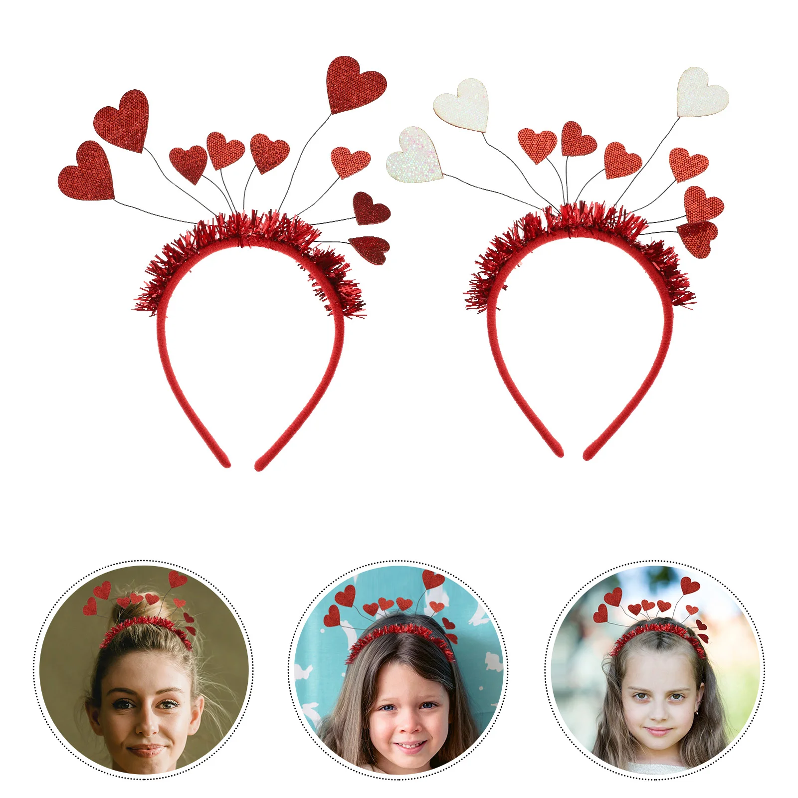 

2Pcs Heart Shaped Hair Hoops Valentine's Day Hair Wear Party Hair Decoration