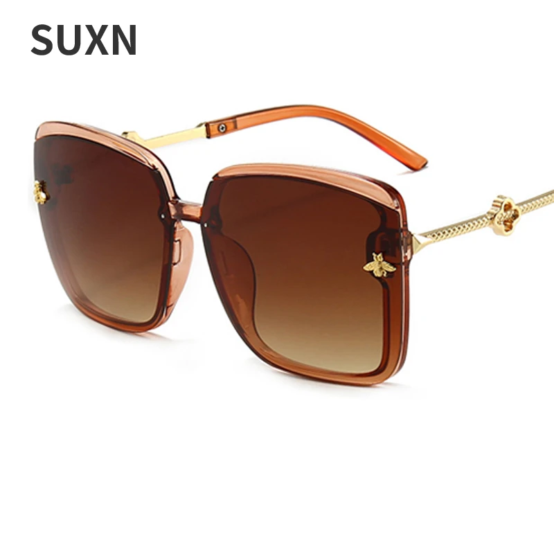 

Oversize Luxury Brand Bee Sunglasses Women Men Vintage Metal Big Sun Glasses Female Square Oculos Gafas Lentes De Sol 2021