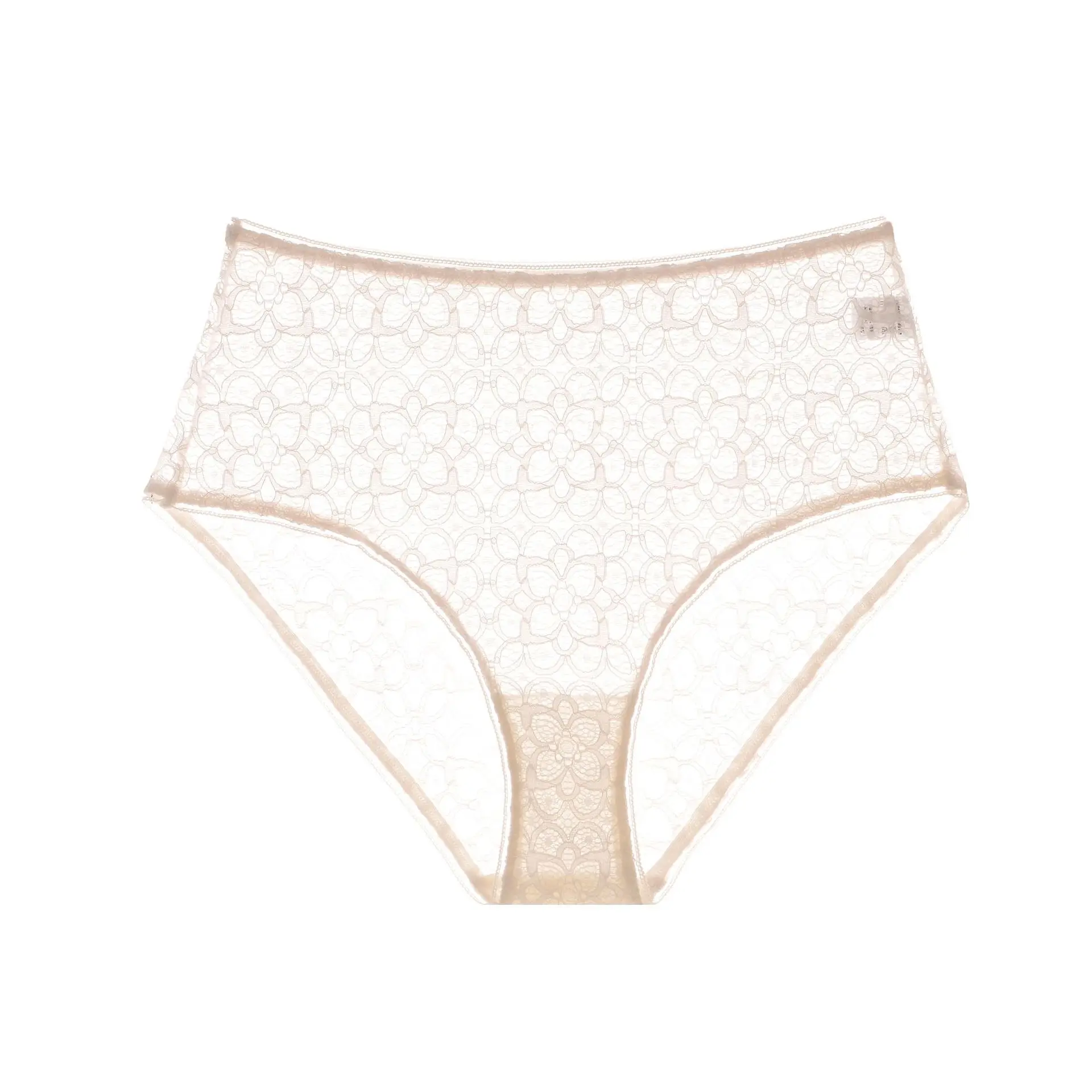 Women's underwear with classic high waisted design of mulberry silk lining and transparent and exquisite lace