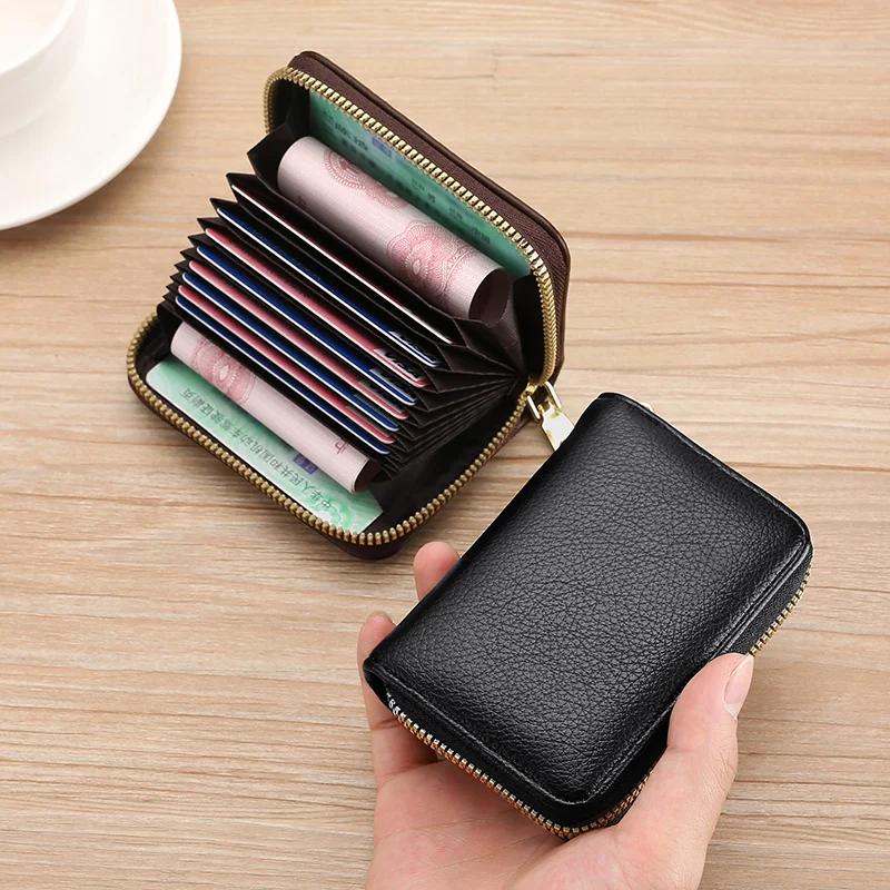 Large Capacity Compact Card Clip Wallet Anti-degaussing Card Clip Men's and Women's Zipper Multi-card Clip