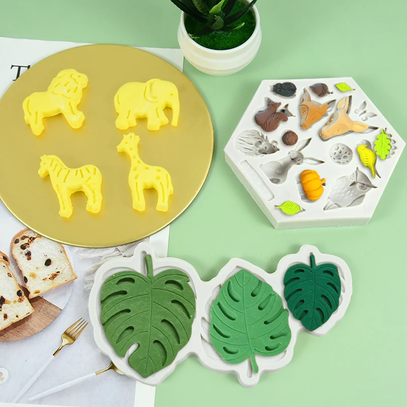 

Tropical Theme Jungle Safari Animals Creative Monstera Deliciosa Leaves Shape Silicone Baking Mold Birthday Cake Decorating Tool