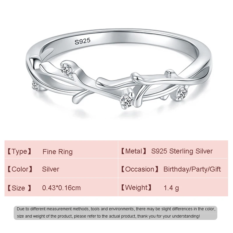 JIALY сверкающее европейское свежее ветки AAA циркон S925 кольцо на палец из