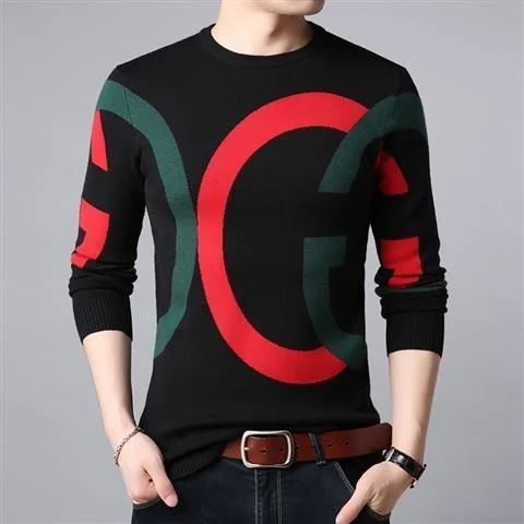 

Knitted men's sweater thin spring new middle-aged men's sweater loose Korean base shirt