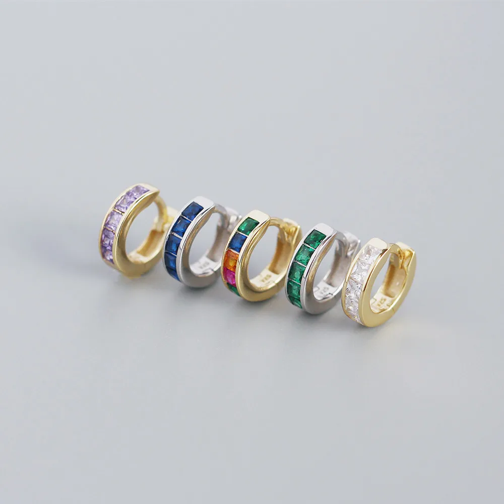 

Minimalist Charming Colorful Zircon Small Hoop Earrings for Women Fashion Girl Gold Silver Color Jewelry Brincos Gift Wholesale